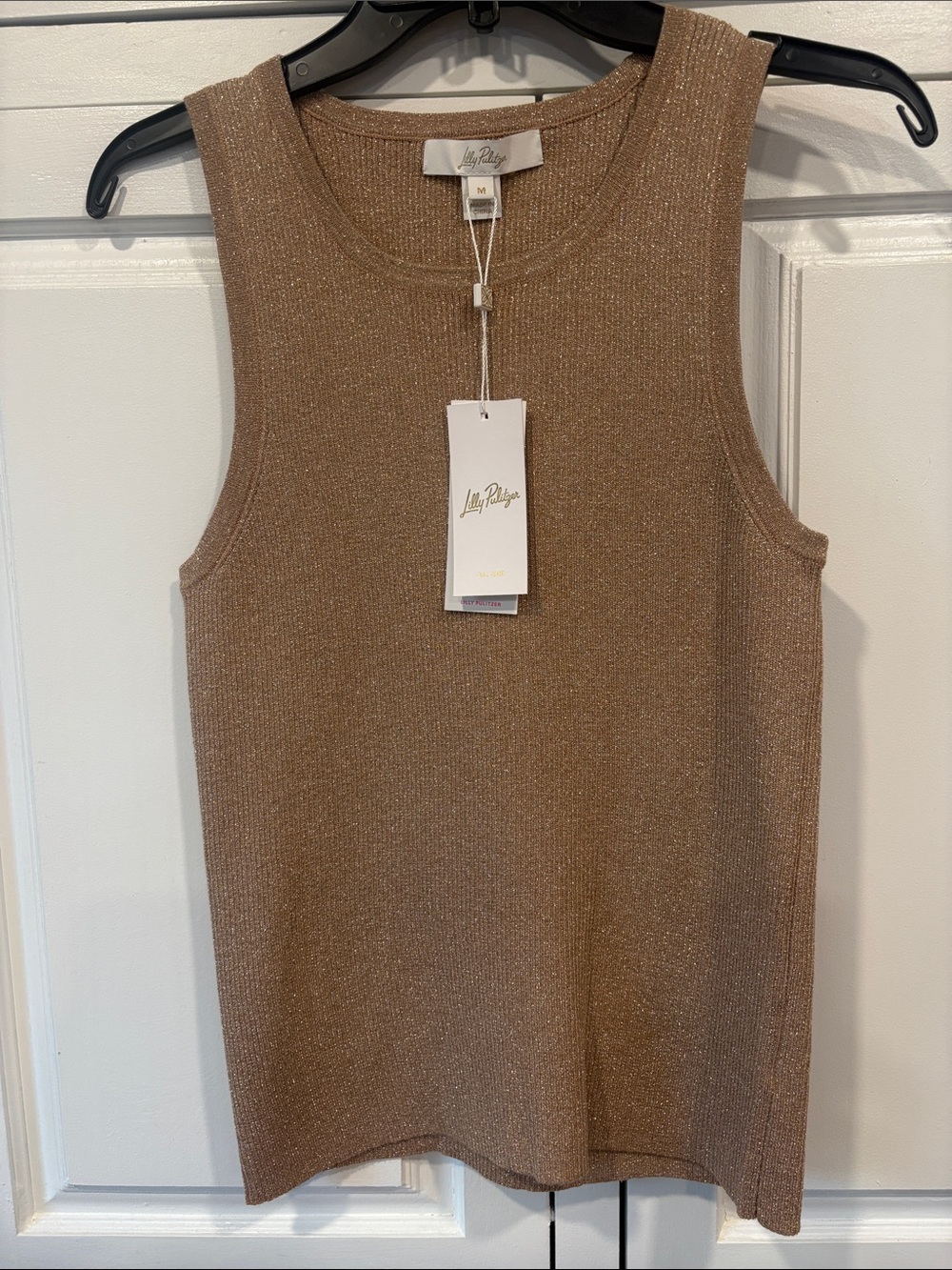 NWT Lilly Pulitzer Esli gold sweater tank in sandbar metallic